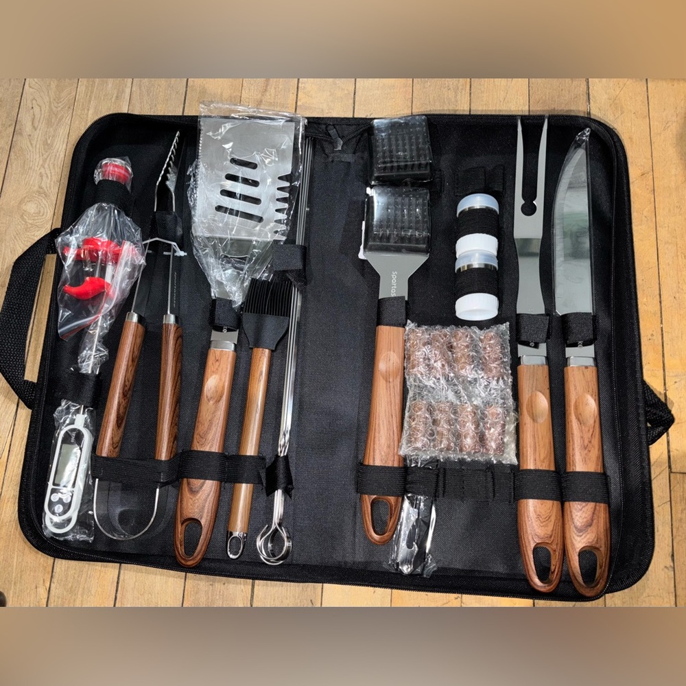 SpartaSake 24-Piece Stainless BBQ Grill Tool Set with Case, Outdoor Utensils